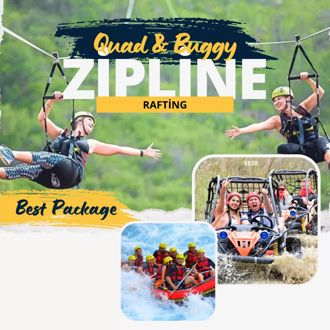 4 IN 1 Quad Bike, Jeep Safari, Rafting and Zipline Combo Tour