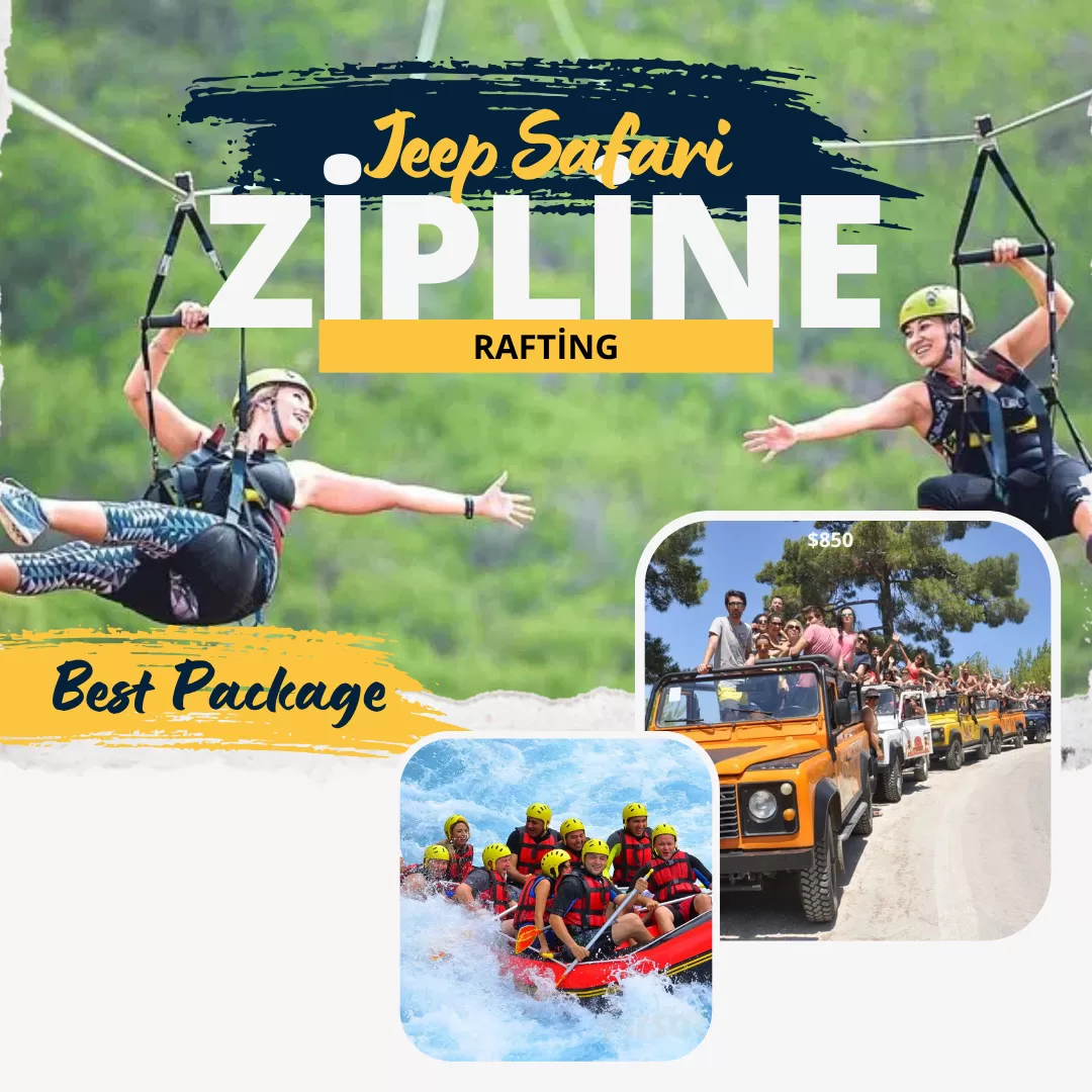 3 IN 1 Rafting Jeep Safari & Zipline Combo